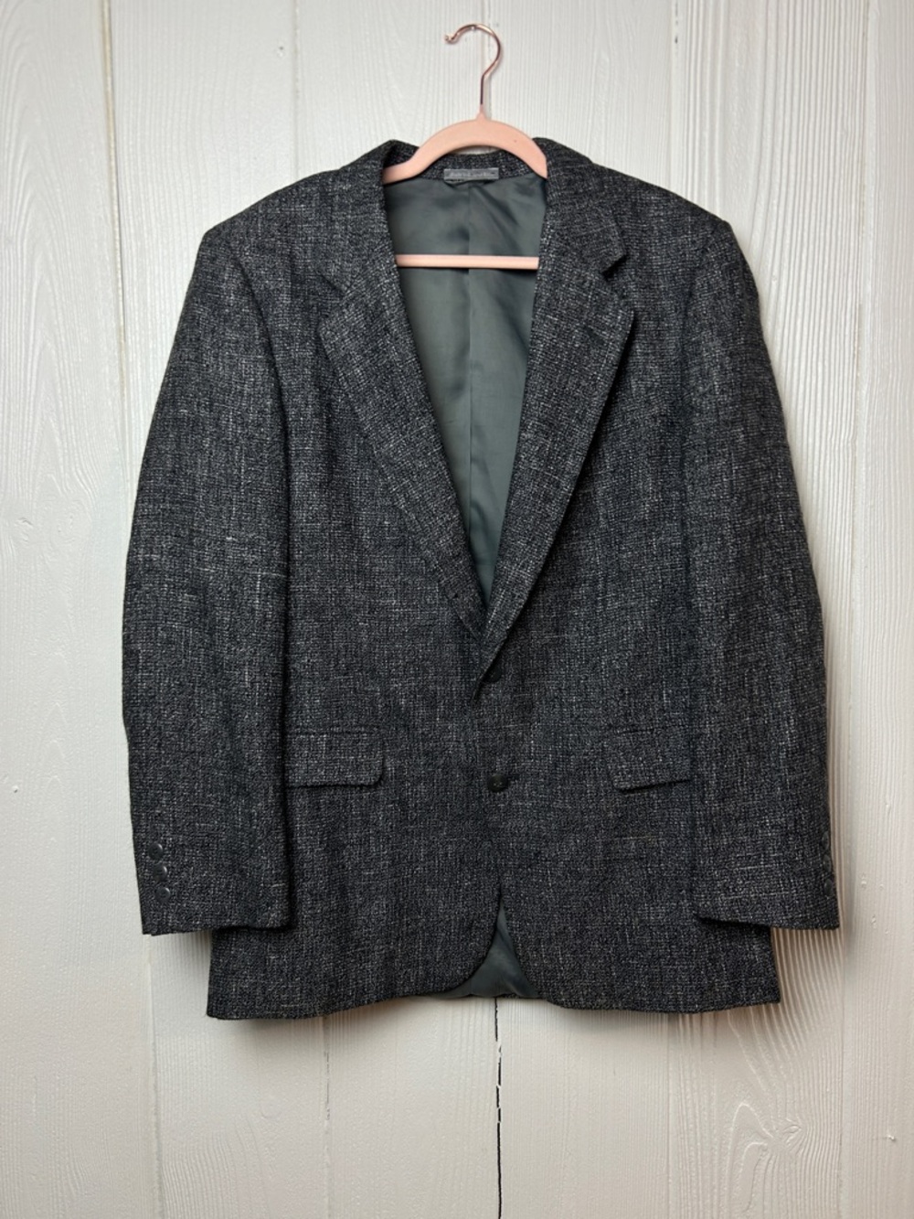 Barons Oleg Cassini Men's Dark Gray Textured Blazer Size 42 Long